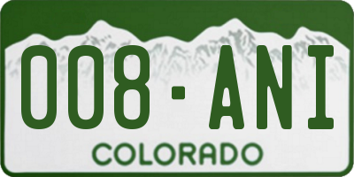 CO license plate 008ANI