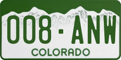 CO license plate 008ANW