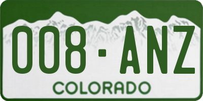 CO license plate 008ANZ