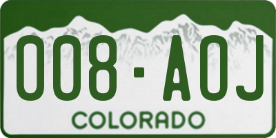 CO license plate 008AOJ