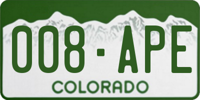 CO license plate 008APE