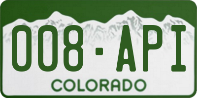 CO license plate 008API