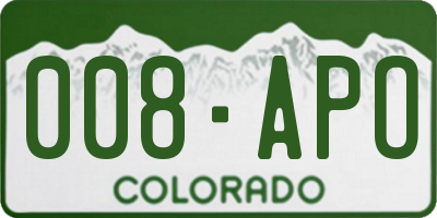 CO license plate 008APO