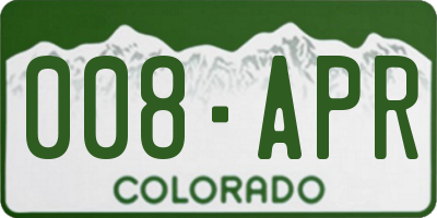 CO license plate 008APR