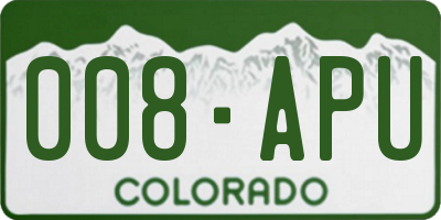 CO license plate 008APU