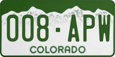 CO license plate 008APW
