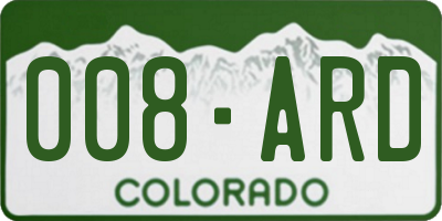 CO license plate 008ARD