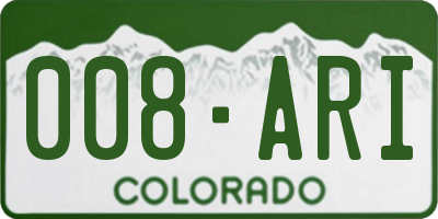 CO license plate 008ARI