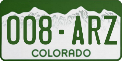 CO license plate 008ARZ