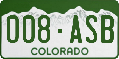 CO license plate 008ASB