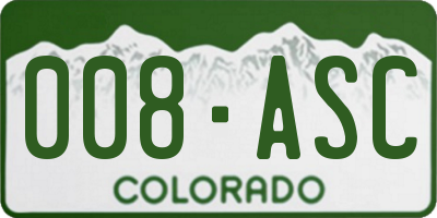 CO license plate 008ASC