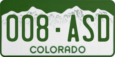 CO license plate 008ASD