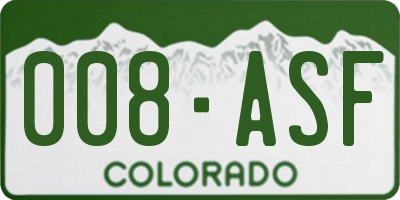 CO license plate 008ASF