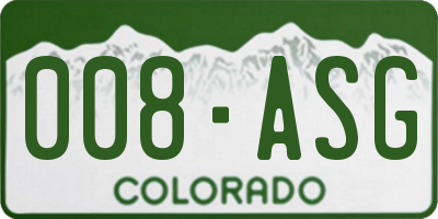 CO license plate 008ASG