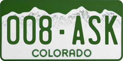 CO license plate 008ASK