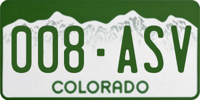 CO license plate 008ASV