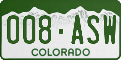 CO license plate 008ASW
