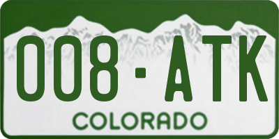 CO license plate 008ATK