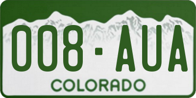CO license plate 008AUA