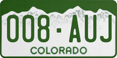CO license plate 008AUJ