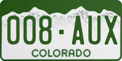 CO license plate 008AUX