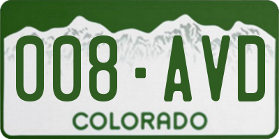 CO license plate 008AVD