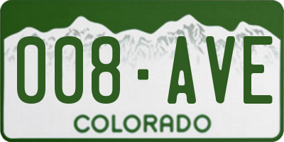 CO license plate 008AVE