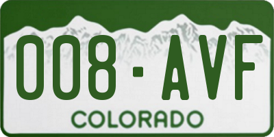 CO license plate 008AVF
