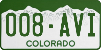 CO license plate 008AVI