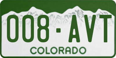 CO license plate 008AVT