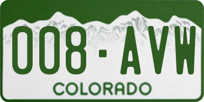 CO license plate 008AVW