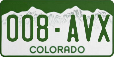 CO license plate 008AVX