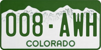 CO license plate 008AWH