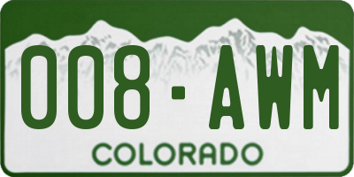 CO license plate 008AWM