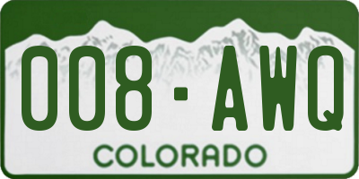 CO license plate 008AWQ