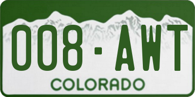 CO license plate 008AWT