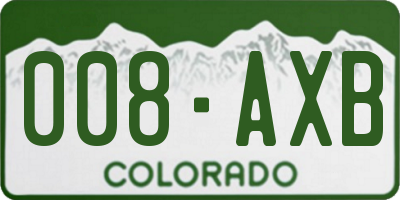 CO license plate 008AXB