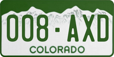 CO license plate 008AXD