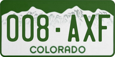 CO license plate 008AXF