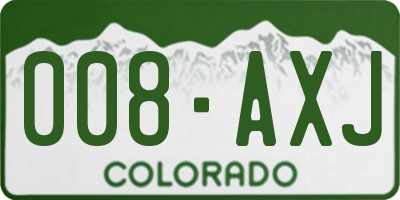 CO license plate 008AXJ
