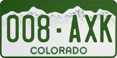 CO license plate 008AXK