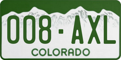 CO license plate 008AXL