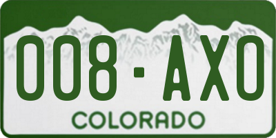 CO license plate 008AXO