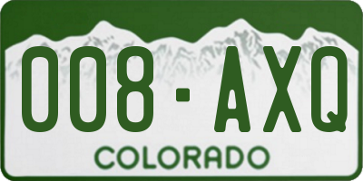 CO license plate 008AXQ