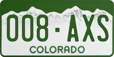 CO license plate 008AXS