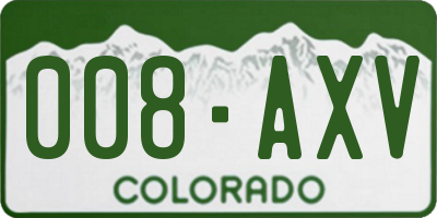 CO license plate 008AXV
