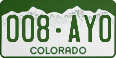 CO license plate 008AYO