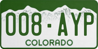 CO license plate 008AYP