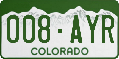 CO license plate 008AYR