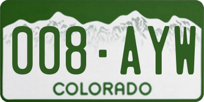 CO license plate 008AYW
